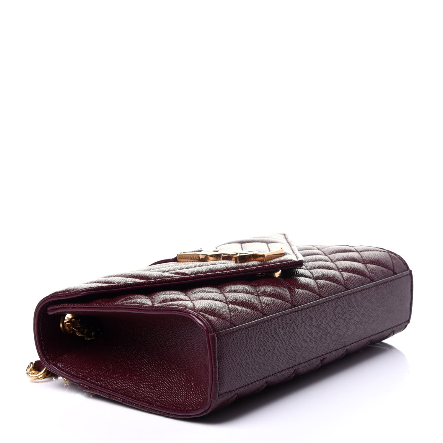 Saint Laurent Grain De Poudre Textured Mixed Matelasse Triquilt Small Monogram Satchel Burgundy 4 of 10