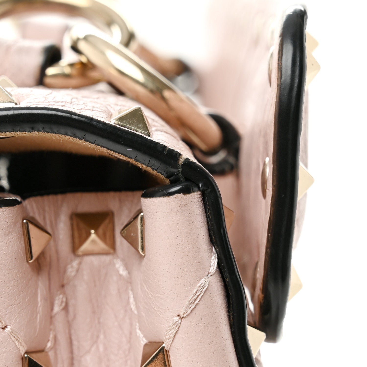 Valentino Garavani Craquele Nappa Small Rockstud Spike Shoulder Bag Water Rose 11 of 11