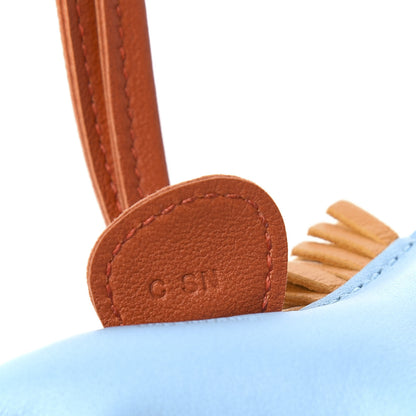 Hermes Milo Lambskin Grigri Rodeo Horse Bag Charm PM Celeste Naturel Bouton D'Or Cornaline 4 of 5
