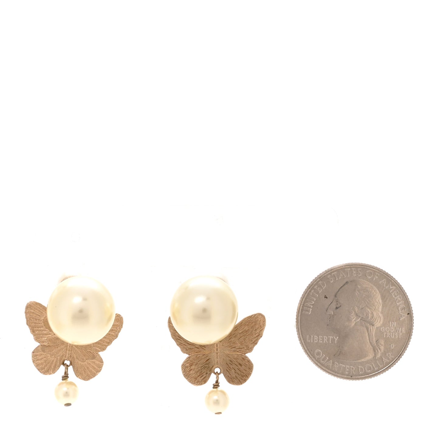Pearl Butterfly Tribal Earrings Gold