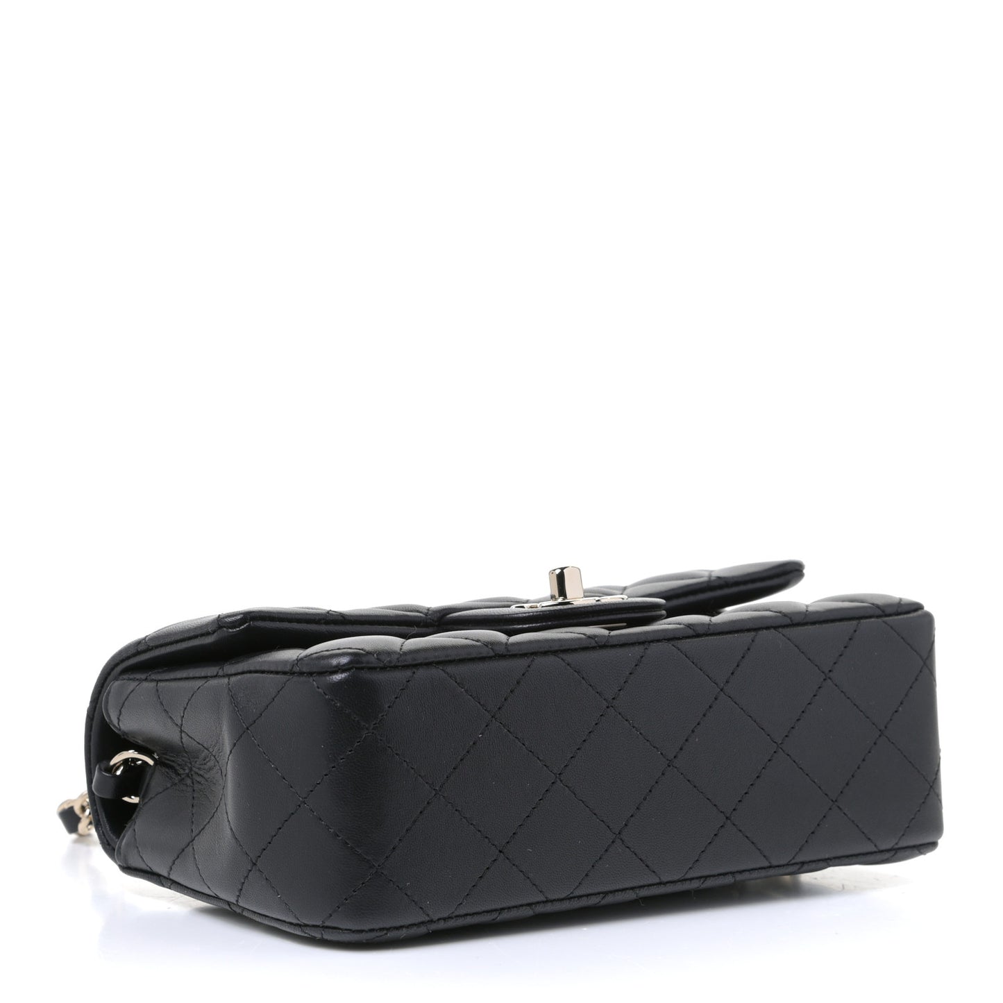 Lambskin Quilted Mini Rectangular Flap Black