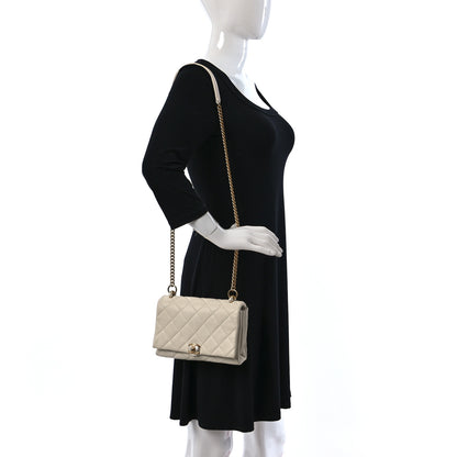 Chanel Calfskin Quilted Accordion Pearl CC Flap Bag White 2 of 11