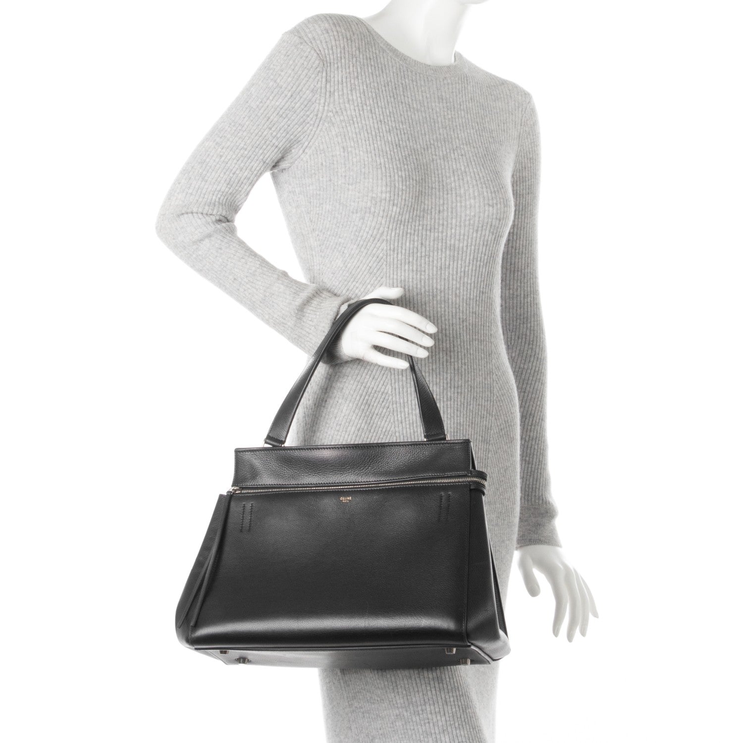 Celine Supple Calfskin Medium Edge Shoulder Bag Black 2 of 7