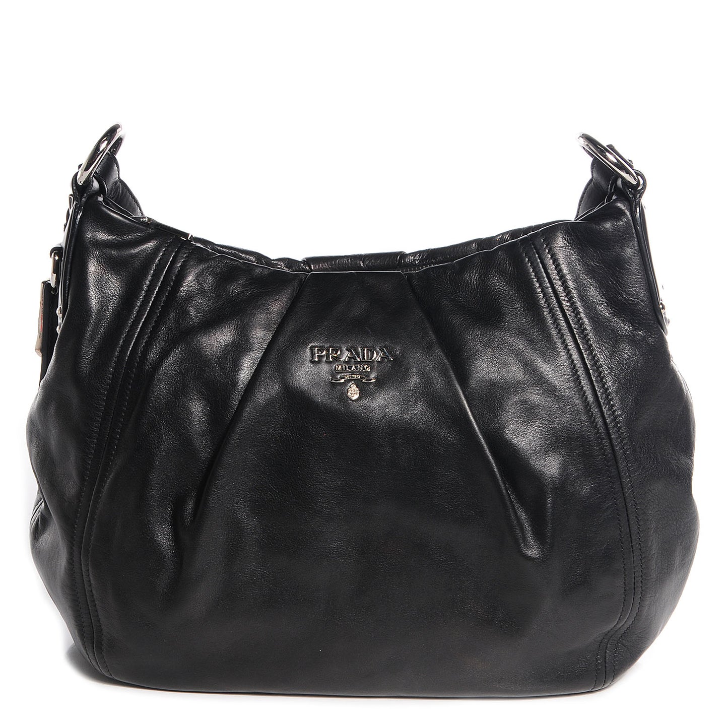 Soft Calf Pleated Hobo Nero Black