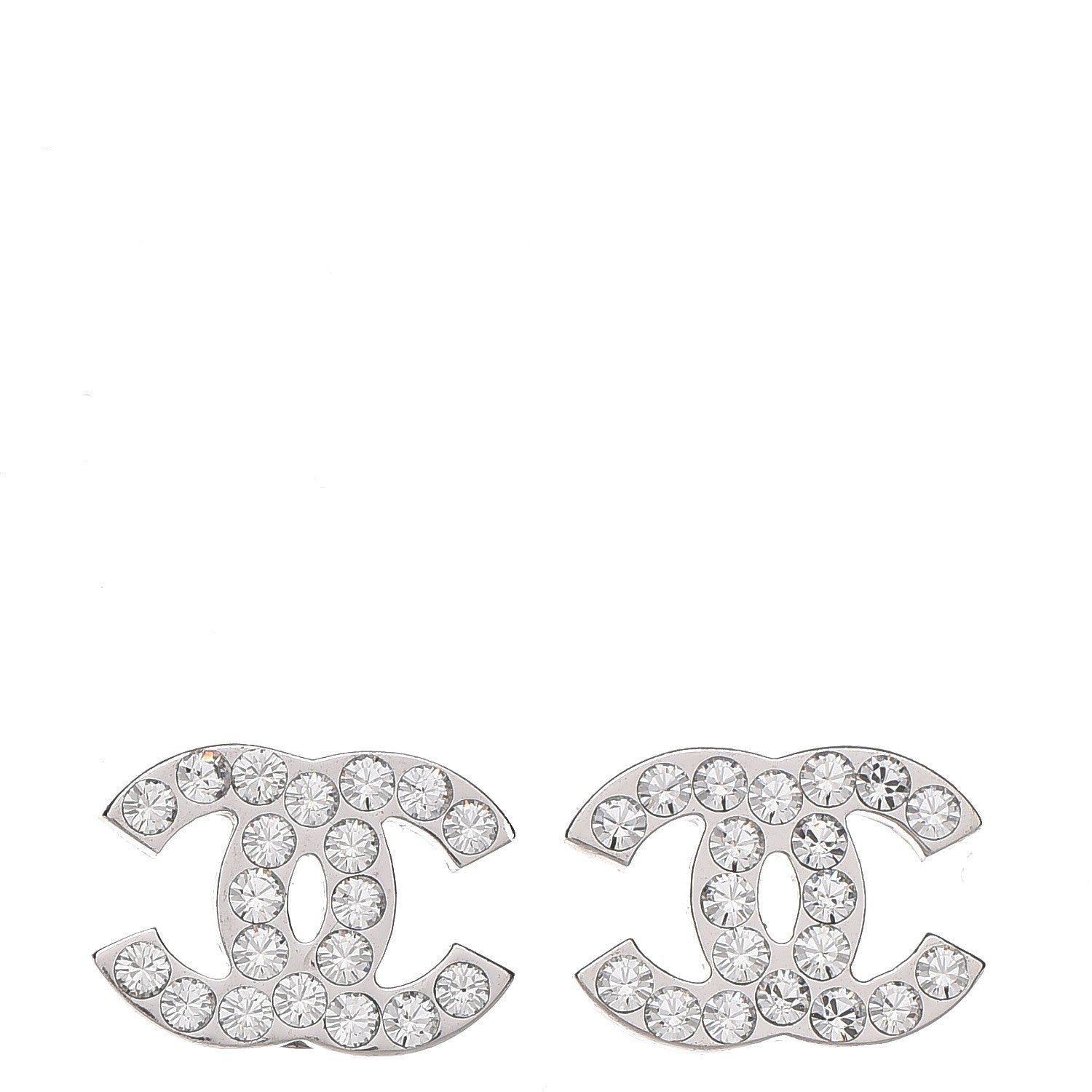 Chanel Crystal Timeless CC Earrings Silver 1 of 4