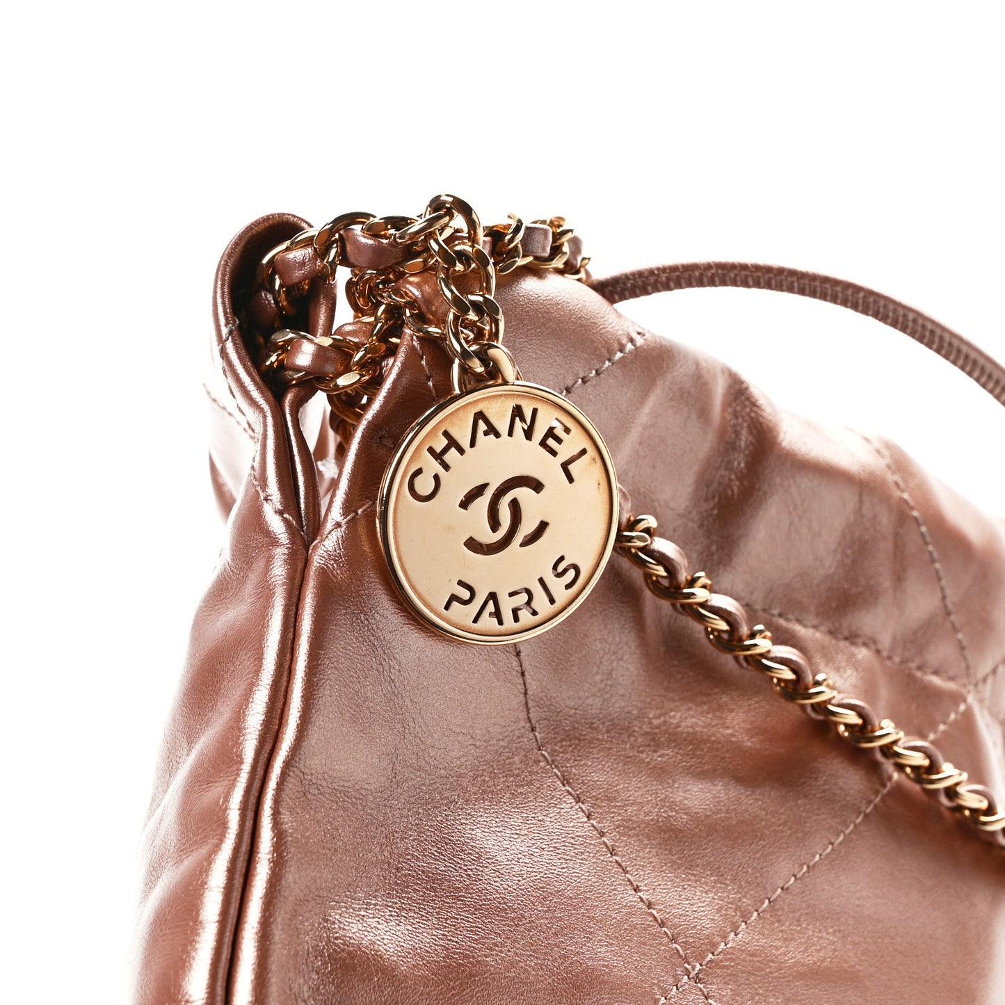 Metallic Calfskin Quilted Mini Chanel 22 Copper