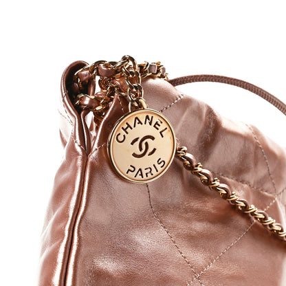 Chanel Metallic Calfskin Quilted Mini Chanel 22 Copper 11 of 13