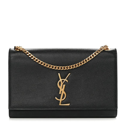 Saint Laurent Grain De Poudre Medium Classic Monogram Kate Satchel Black 1 of 12