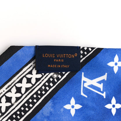 Louis Vuitton Silk Monogram Flower Tile BB Bandeau Blue 4 of 4