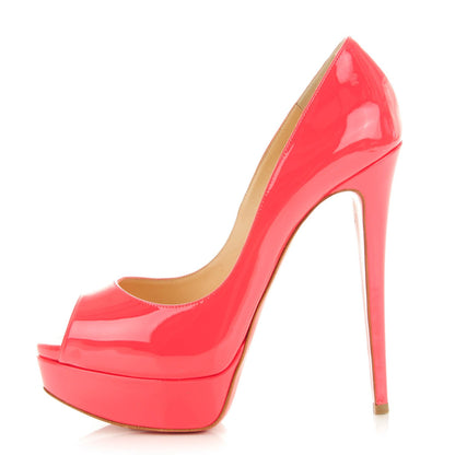 Christian Louboutin Patent Lady Peep 150 Pumps 38 Framboisine 1 of 7
