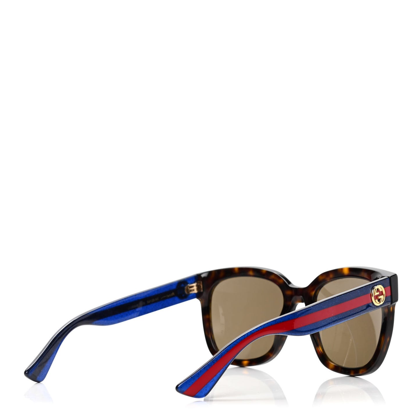 Square Frame Glitter Sunglasses GG0034SA Tortoise Blue
