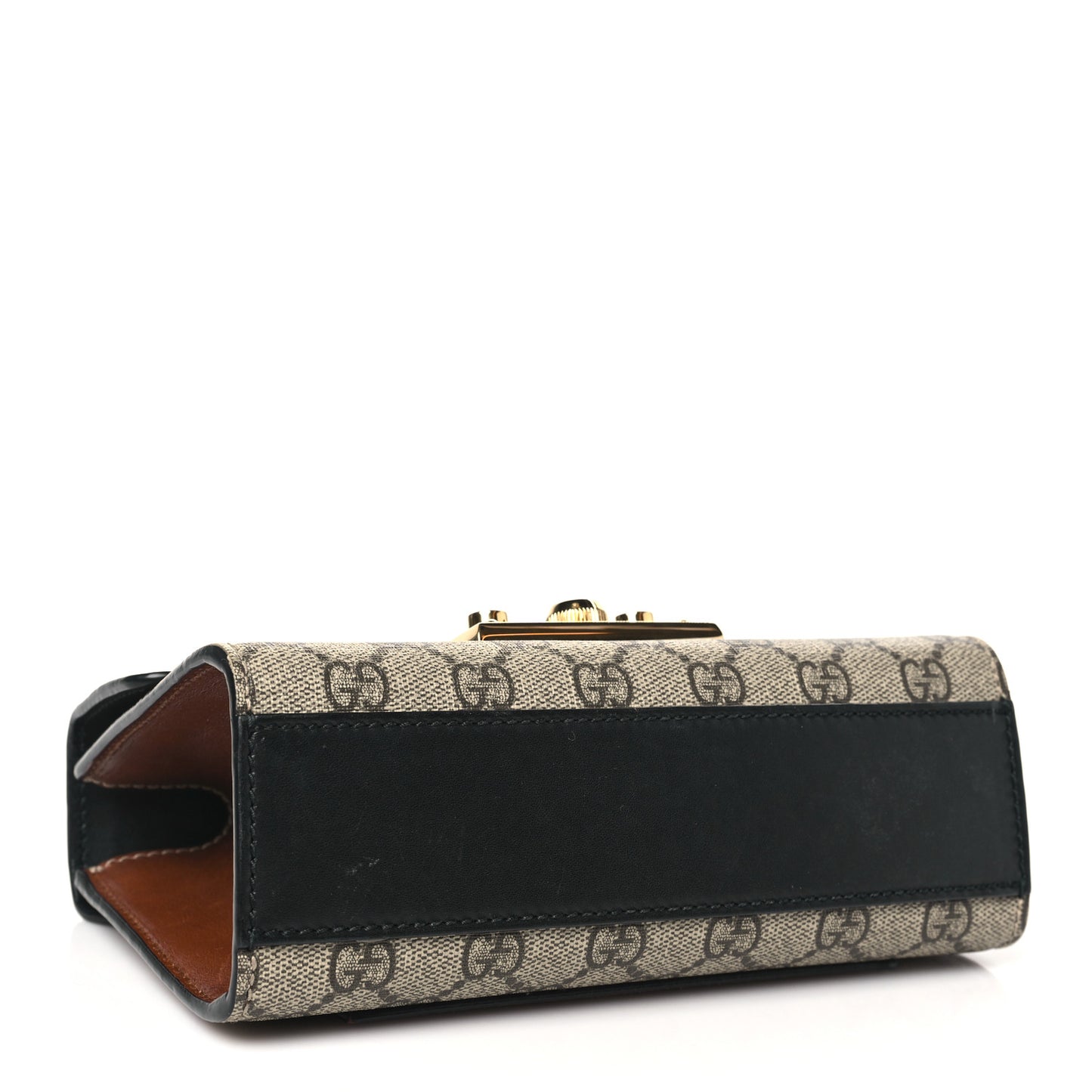 GG Supreme Monogram Calfskin Small Padlock Shoulder Bag Beige Black Cuir