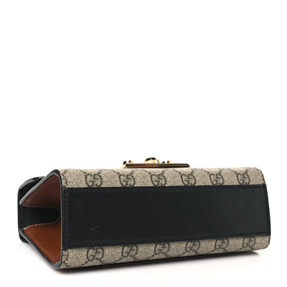 Gucci GG Supreme Monogram Calfskin Small Padlock Shoulder Bag Beige Black Cuir 4 of 11