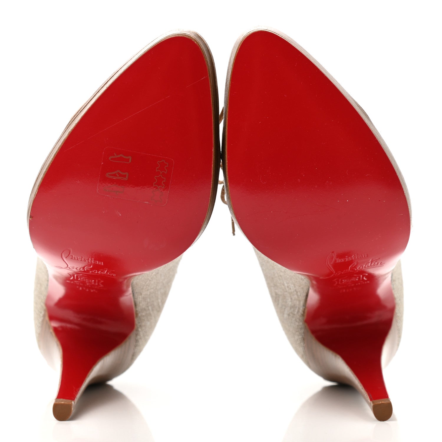 Christian Louboutin Canvas Calfskin Colorblock Pumps 35.5 Beige 4 of 12