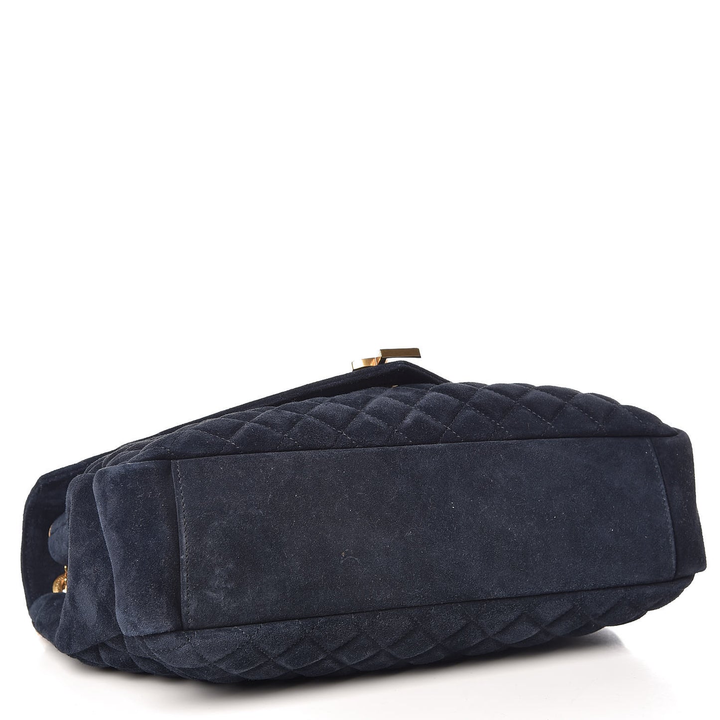 Suede Mixed Matelasse Triquilt Large Monogram Envelope Satchel Navy Blue