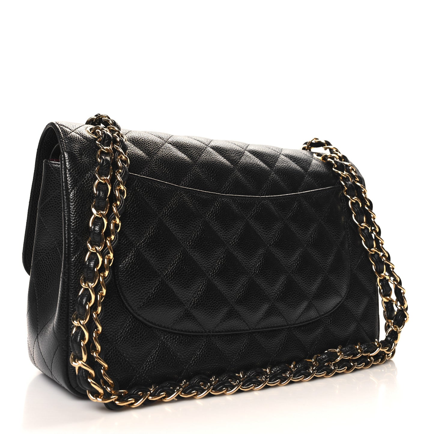 Caviar Quilted Jumbo Double Flap Black