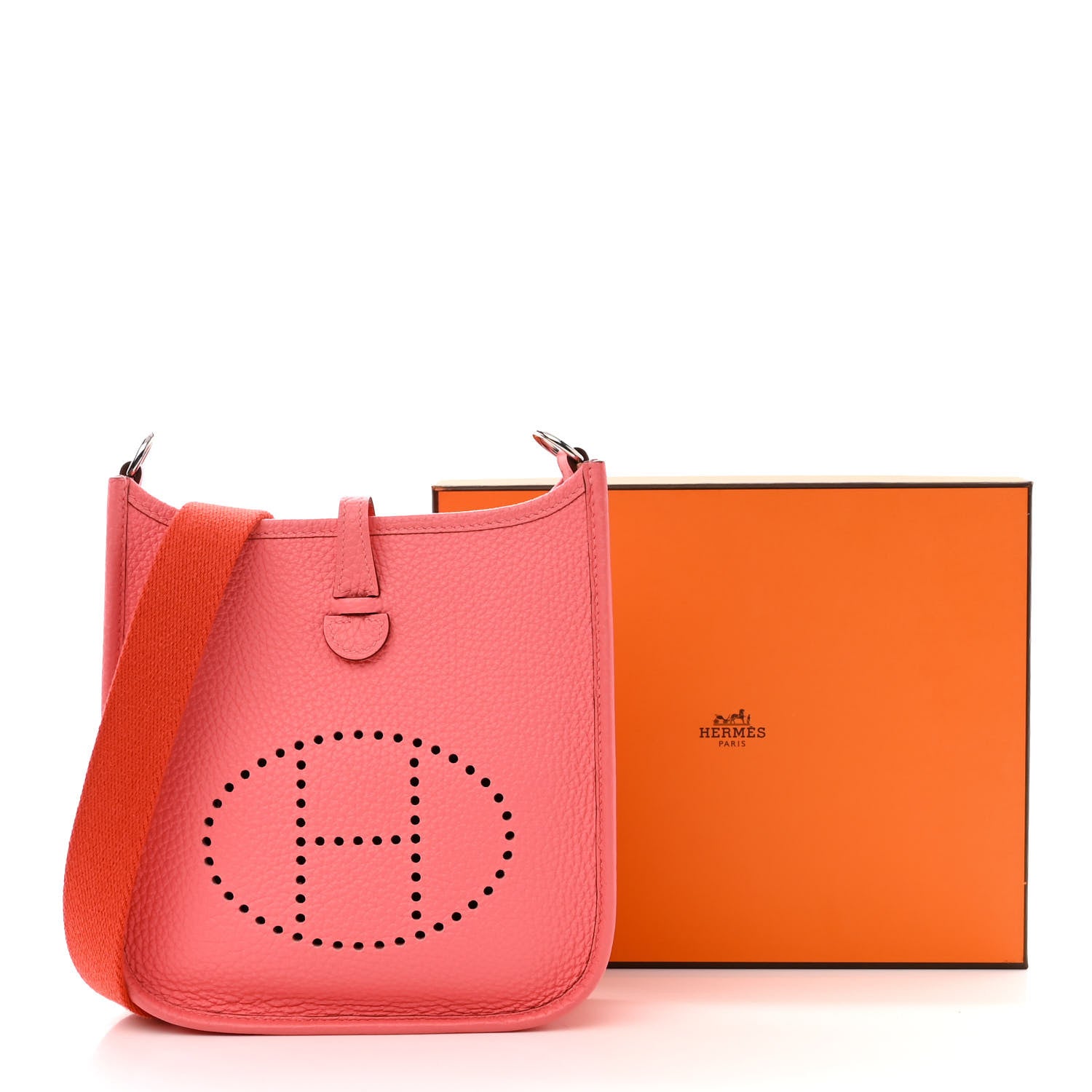 Hermes Taurillon Clemence Amazone Evelyne TPM Rose Azalee Rouge Pivoine 11 of 11