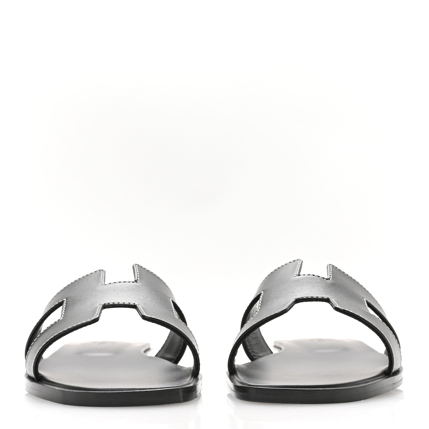 Hermes Box Calfskin Oran Sandals 36.5 Black 3 of 8