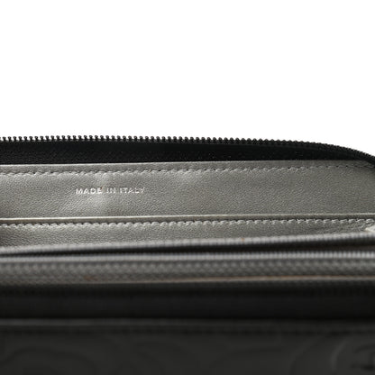 Chanel Lambskin Camellia Embossed Large Zip Around Gusset Wallet Black 7 of 9