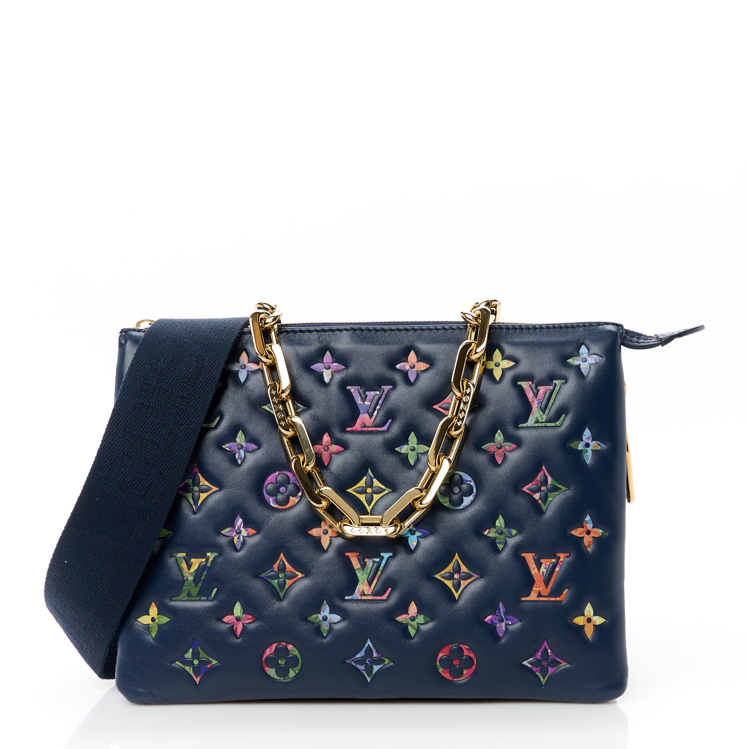 Louis Vuitton Lambskin Embossed Monogram LV Garden Coussin PM Navy 1 of 12