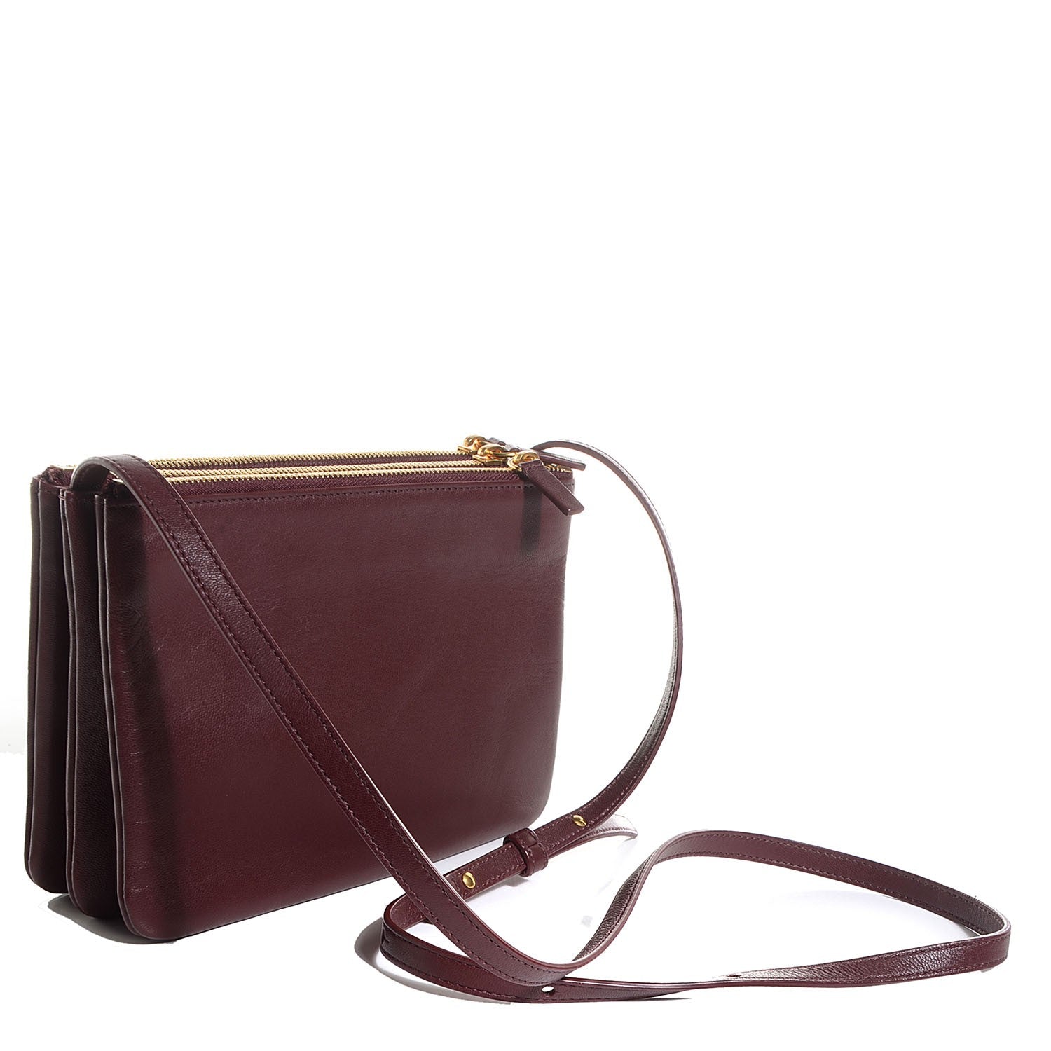 Celine Lambskin Small Trio Crossbody Bag Burgundy 3 of 8
