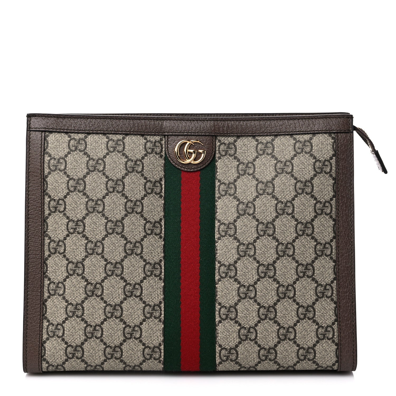 Gucci GG Supreme Monogram Web Ophidia Pouch Brown 1 of 9