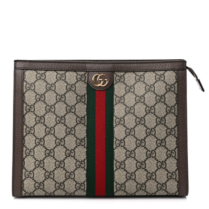 Gucci GG Supreme Monogram Web Ophidia Pouch Brown 1 of 9