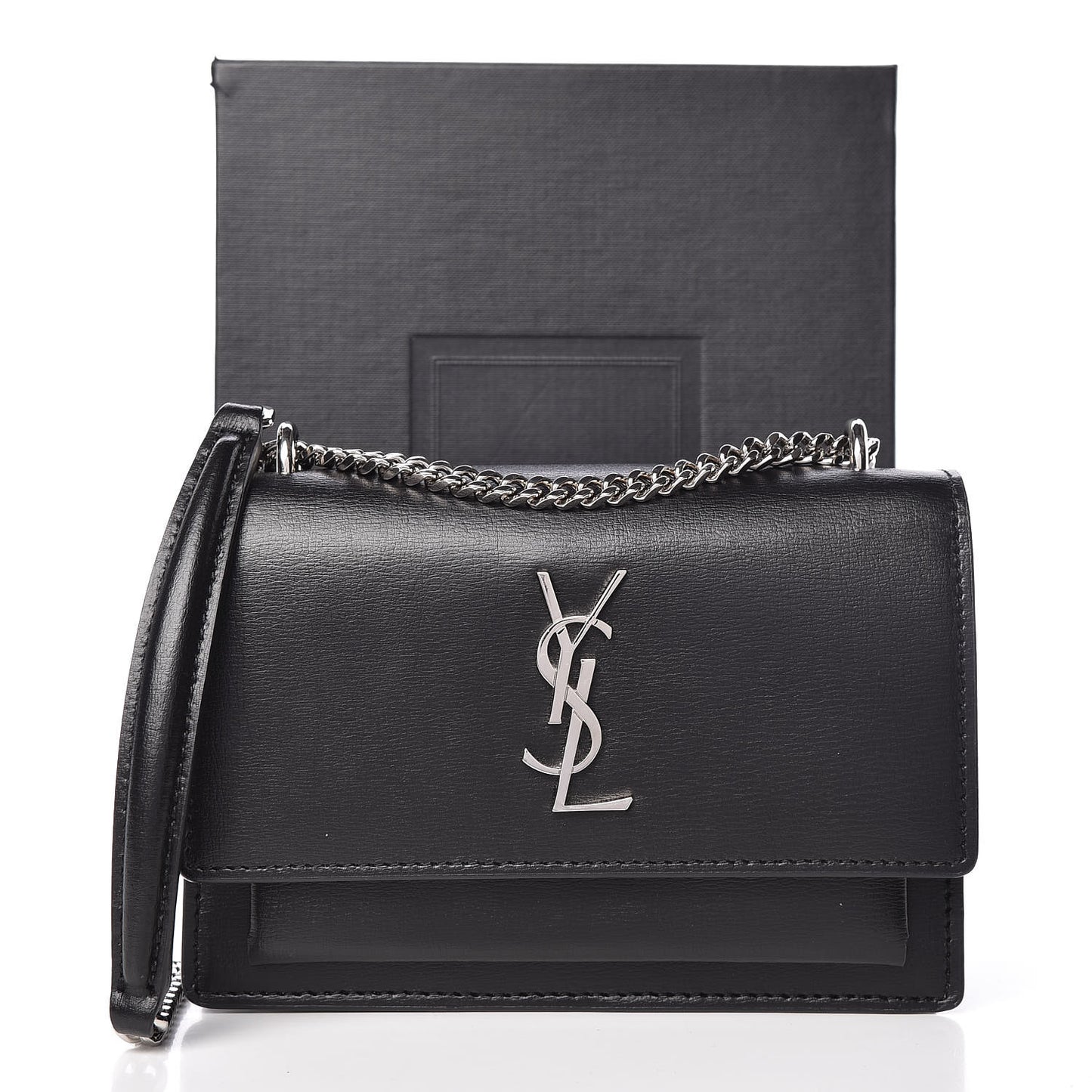 Calfskin Monogram Sunset Chain Wallet Black
