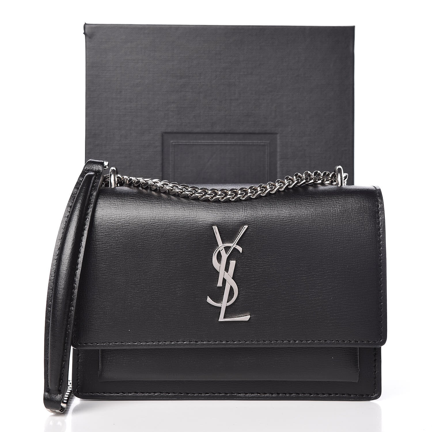 Saint Laurent Calfskin Monogram Sunset Chain Wallet Black 10 of 10