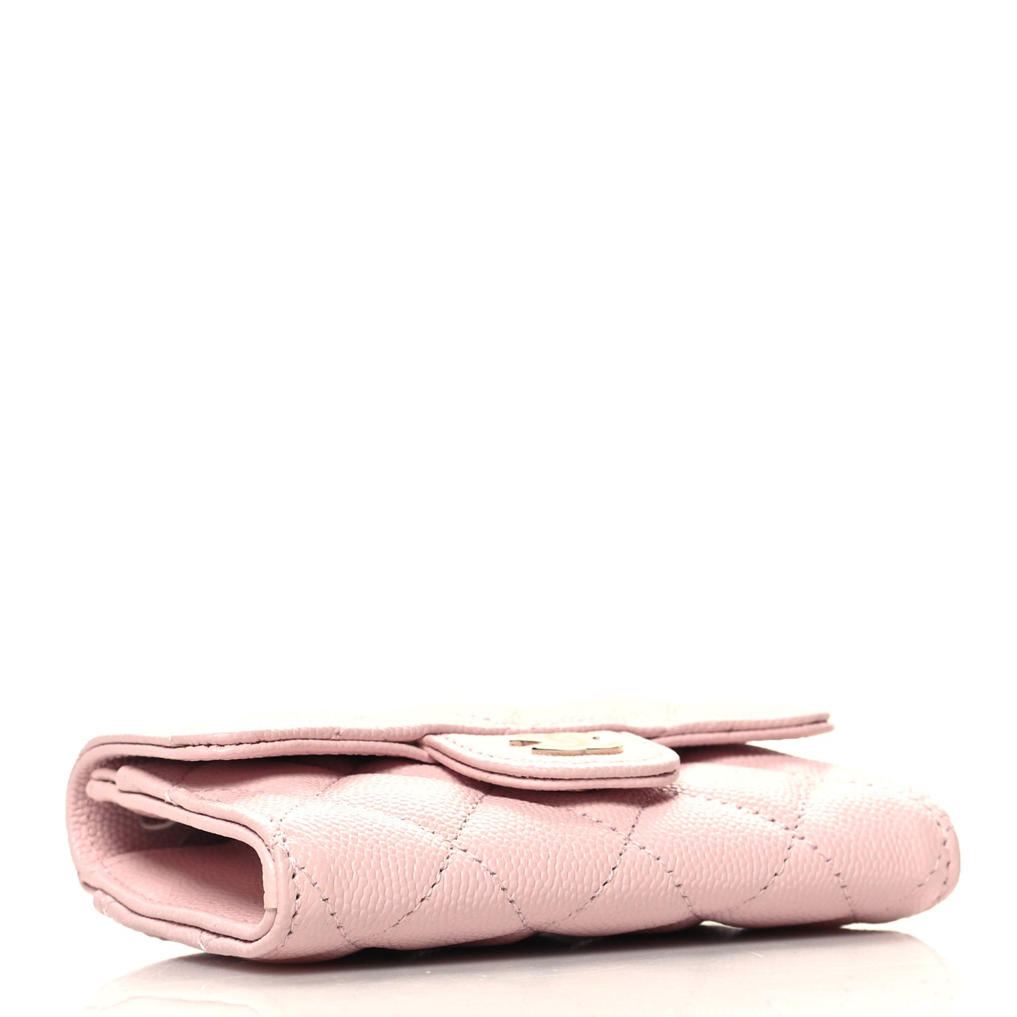 Caviar Quilted Flap Card Holder Wallet Light Pink