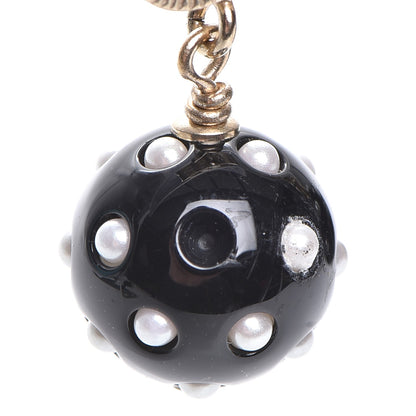 Chanel Resin CC Drop Earrings Gold Black White 7 of 7