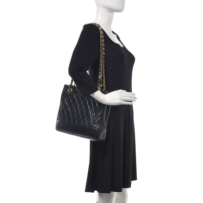 Chanel Lambskin Quilted Shopping Tote Black 2 of 7