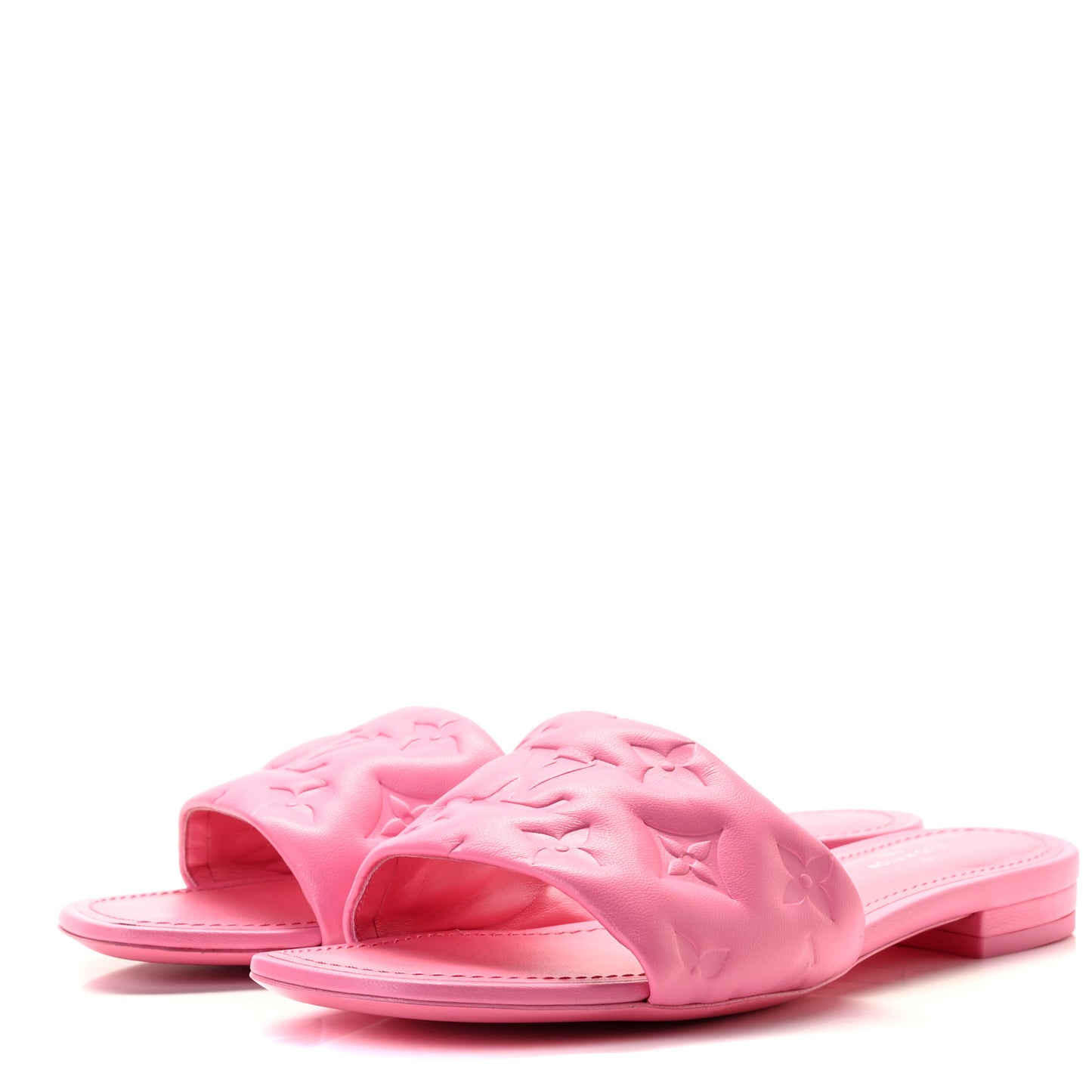 Lambskin Embossed Monogram Revival Flat Mules 36 Rose Pop