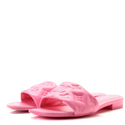 Louis Vuitton Lambskin Embossed Monogram Revival Flat Mules 36 Rose Pop 2 of 9