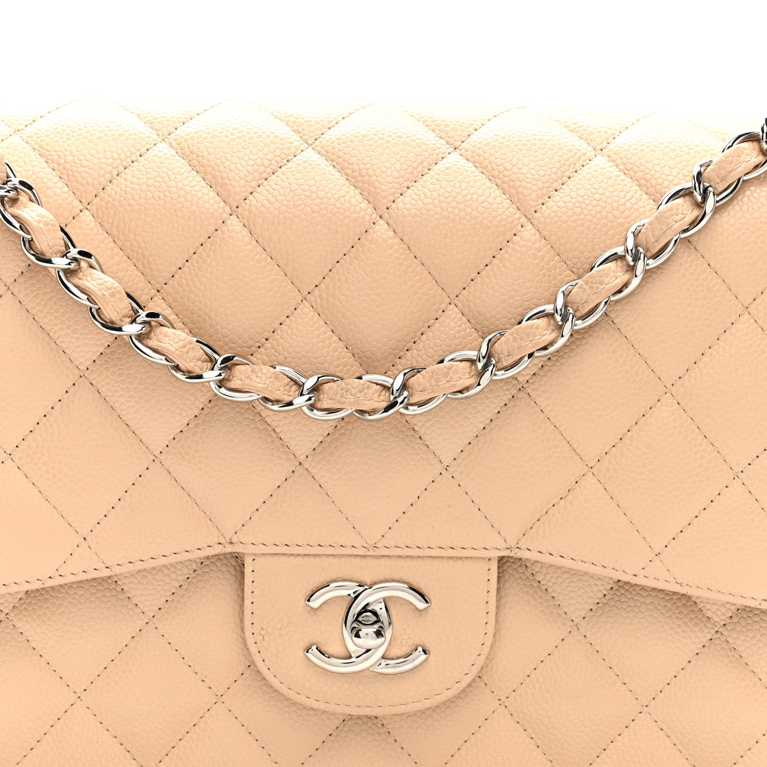 Chanel Caviar Quilted Jumbo Double Flap Beige 8 of 10