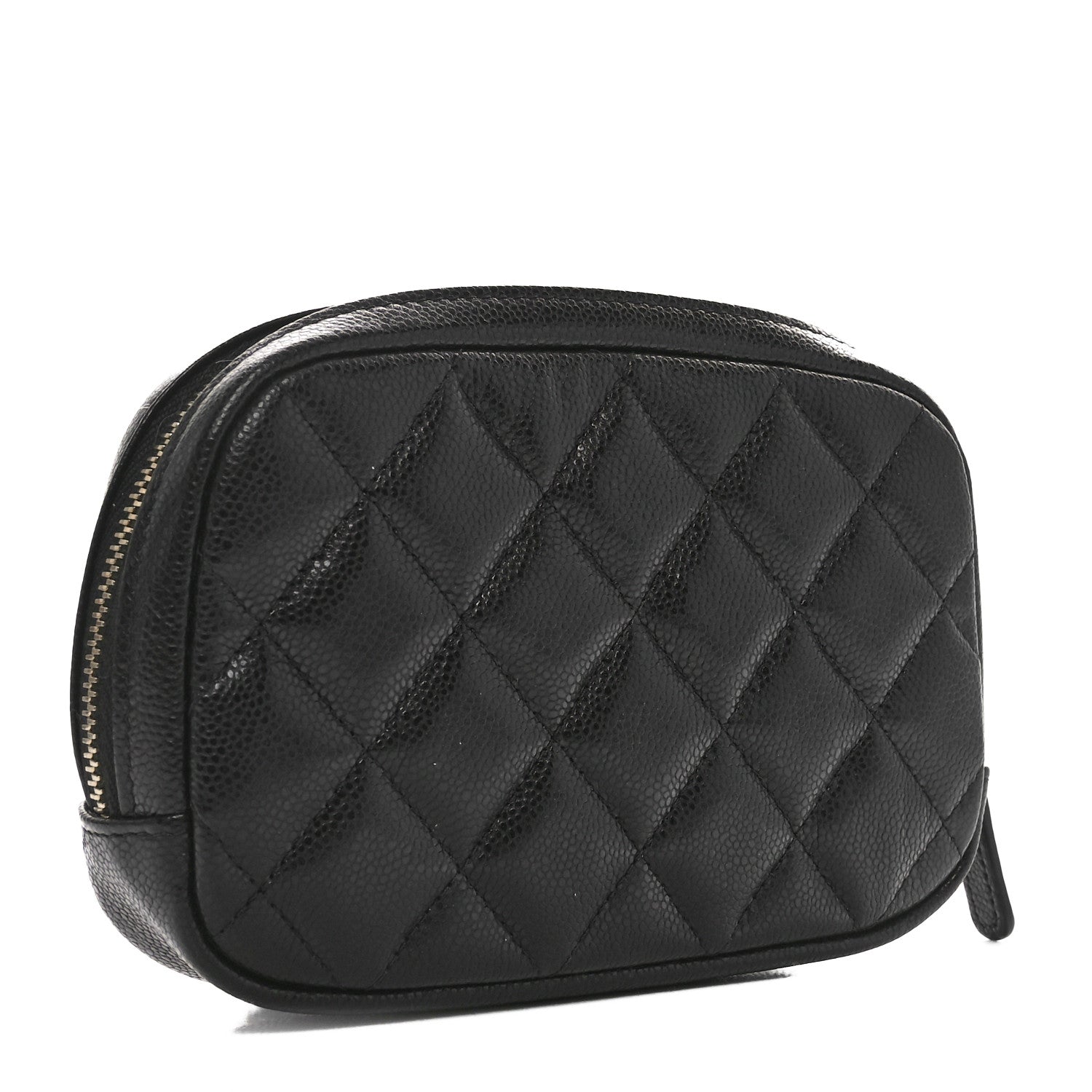 Chanel Caviar Quilted Small Curvy Pouch Cosmetic Case Black 3 of 10