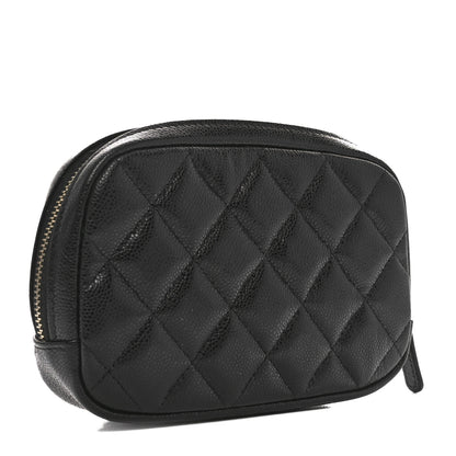 Chanel Caviar Quilted Small Curvy Pouch Cosmetic Case Black 3 of 10