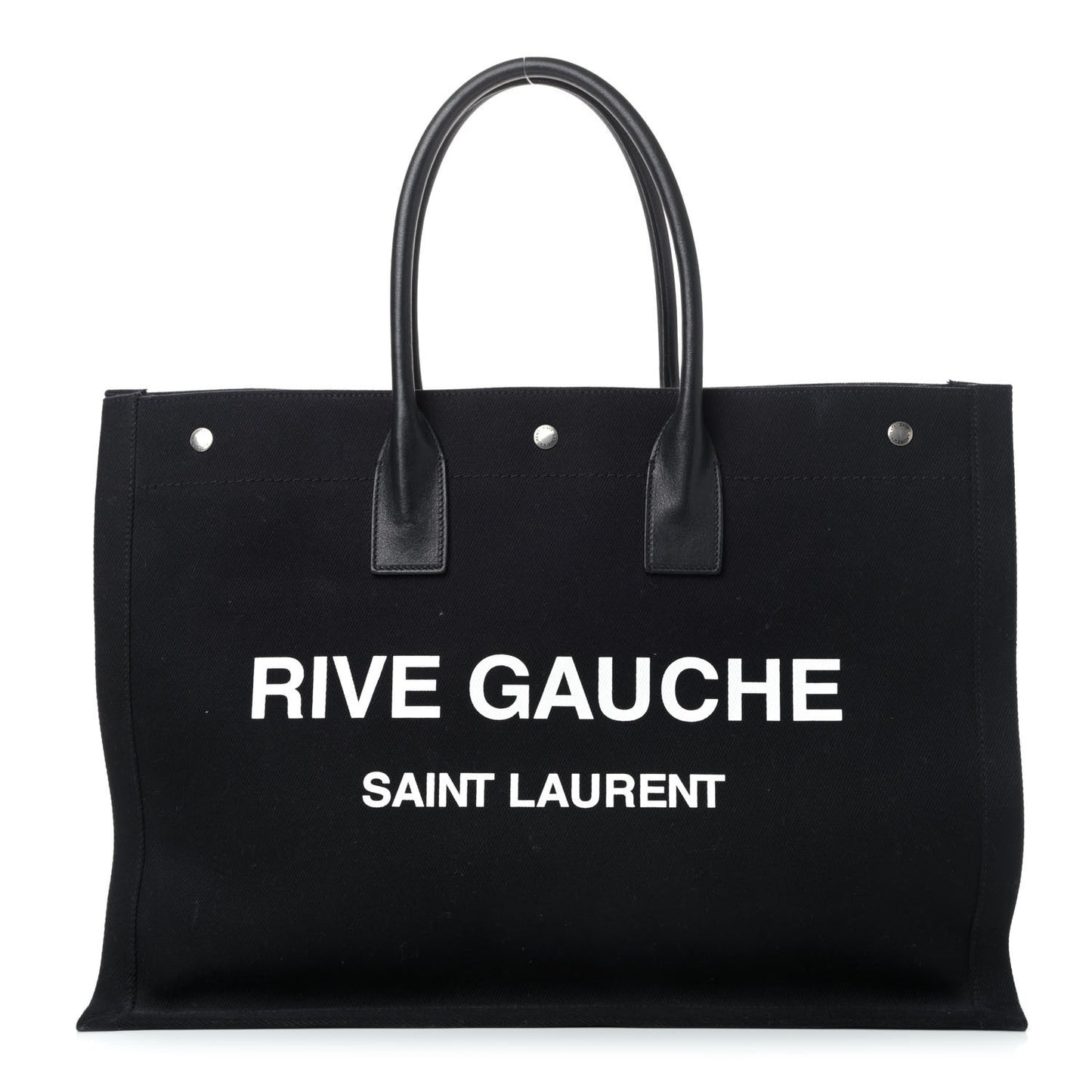 Linen Calfskin Rive Gauche Tote Black