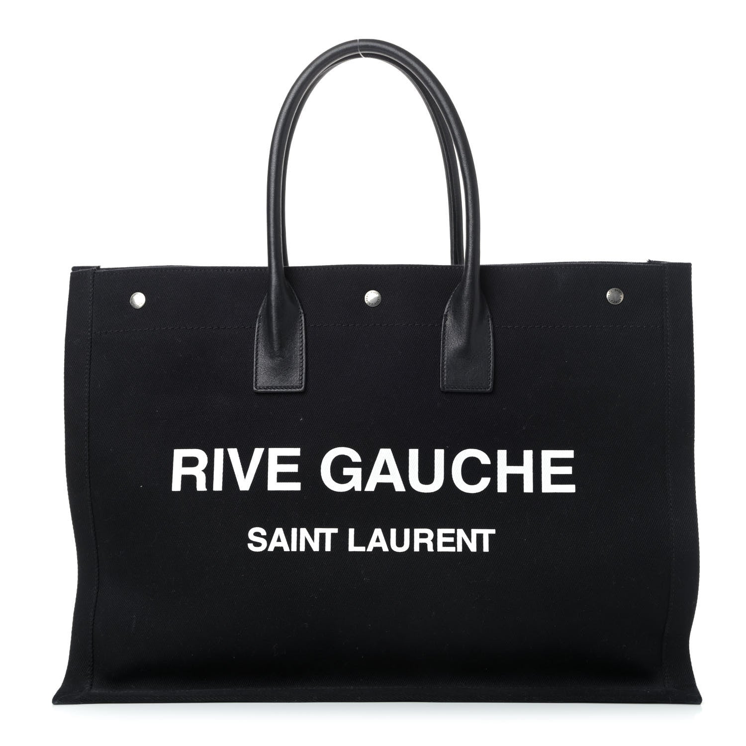 Saint Laurent Linen Calfskin Rive Gauche Tote Black 1 of 4