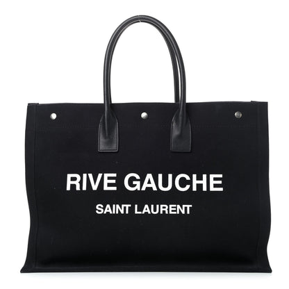 Saint Laurent Linen Calfskin Rive Gauche Tote Black 1 of 4