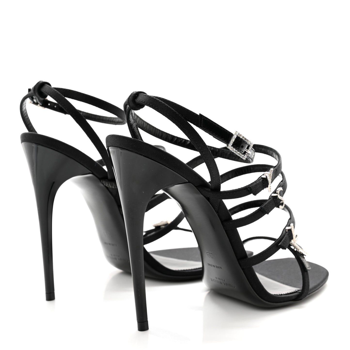 Crepe Satin Crystal Jerry 110 Sandals 39 Black
