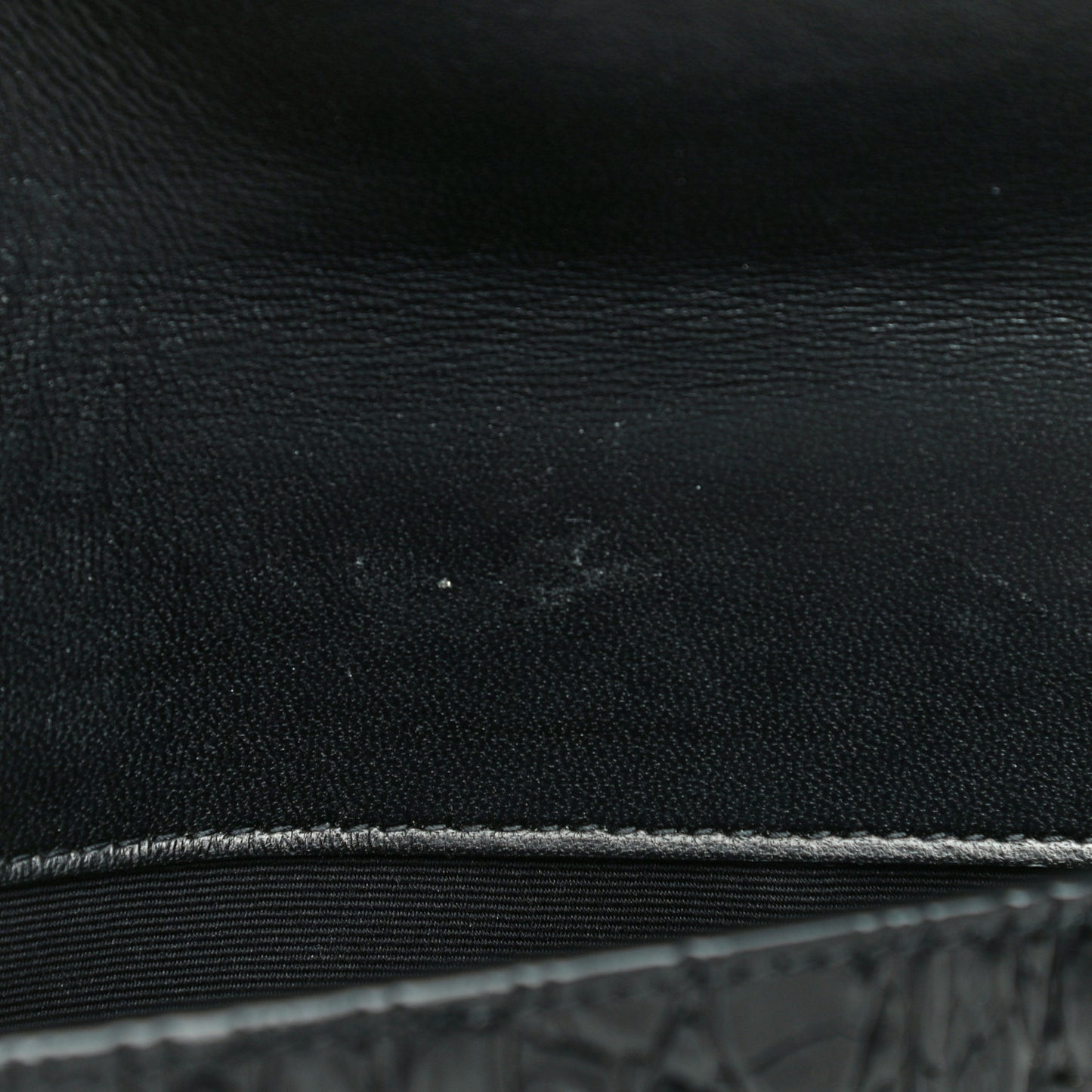 Calfskin Crocodile Embossed Uptown Monogram Clutch Black