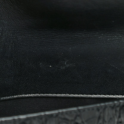 Saint Laurent Calfskin Crocodile Embossed Uptown Monogram Clutch Black 16 of 16