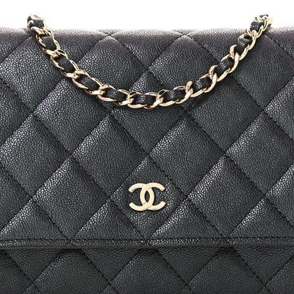 Chanel Iridescent Caviar Quilted Wallet On Chain WOC Black 9 of 12