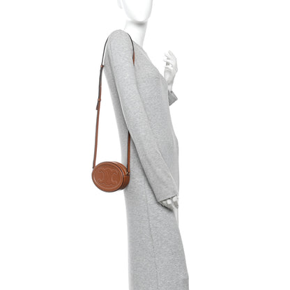 Celine Smooth Calfskin Cuir Small Triomphe Oval Crossbody Purse Tan 2 of 10