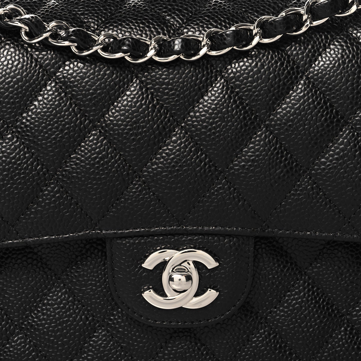 Caviar Quilted Medium Double Flap Black
