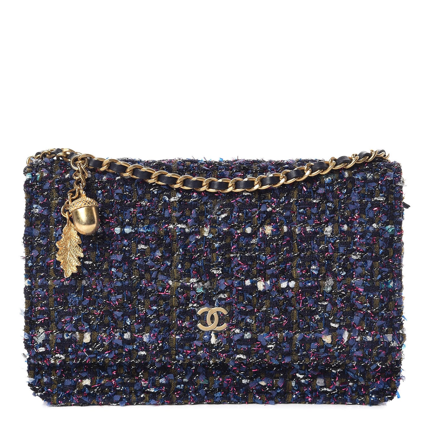 Tweed Charms Wallet On Chain WOC Blue Purple Khaki Pink