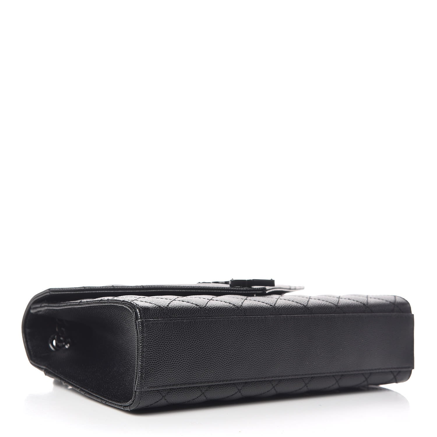 Saint Laurent Grain De Poudre Textured Mixed Matelasse Triquilt Medium Monogram Satchel Black 4 of 10