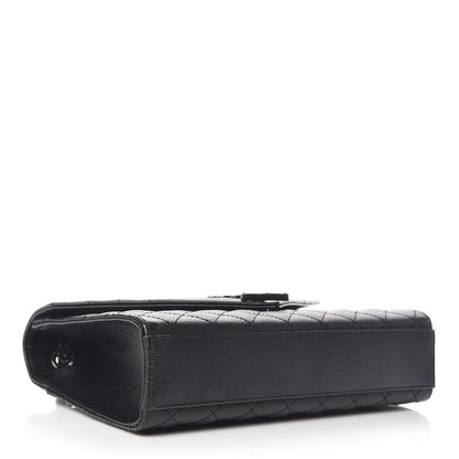Saint Laurent Grain De Poudre Textured Mixed Matelasse Triquilt Medium Monogram Satchel Black 4 of 10