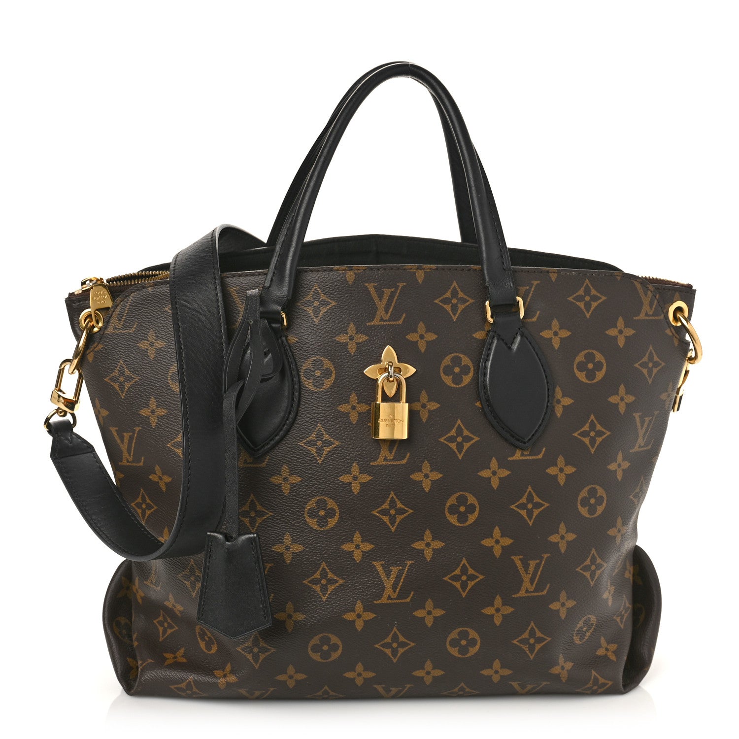 Louis Vuitton Monogram Flower Zipped Tote MM Black 1 of 10